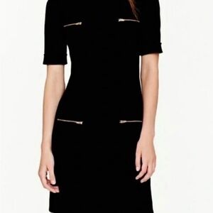 J. Crew Black Mini Dress with Gold Zippers
